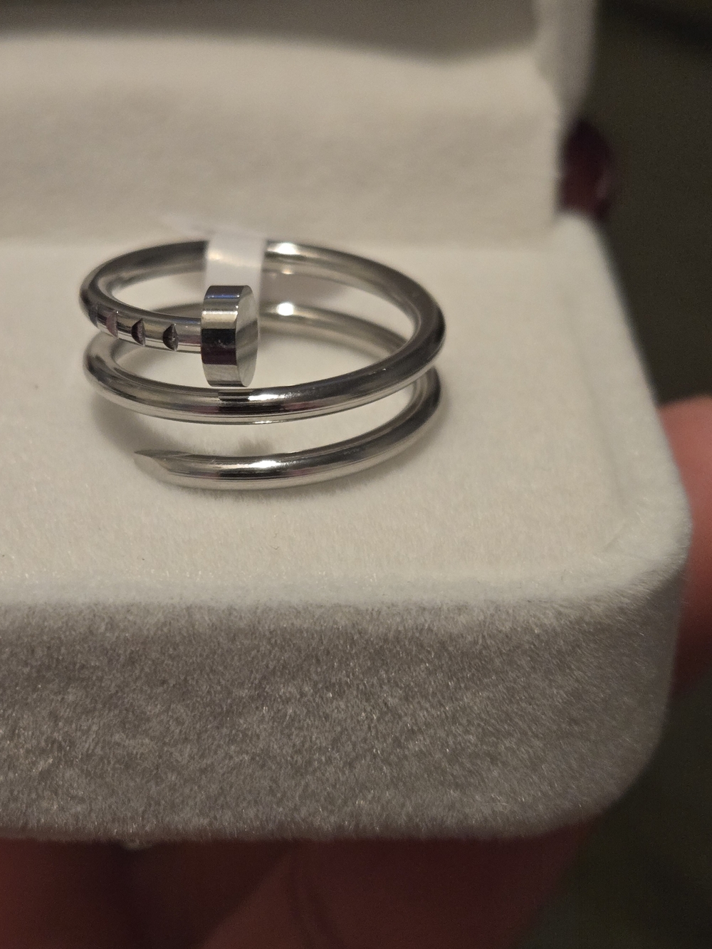 Silver Spiral Nail-Inspired Women's Ring